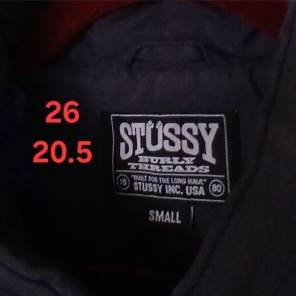 Vintage Stussy Burly Gear Vest Mens Small Snap Button Navy Blue 90s Work Jacket - Picture 11 of 16